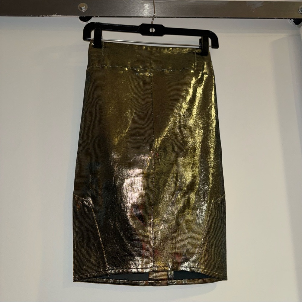 Faith Connexion Shimmering Gold Pencil Skirt